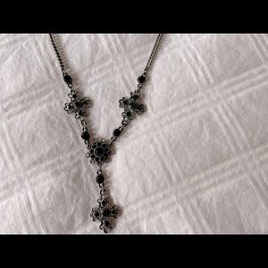 Silver/Onyx Cross Necklace